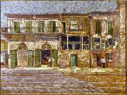 William Woodward Old Absinthe House, corner of Bourbon and Bienville Streets, New Orleans. oil painting artist
